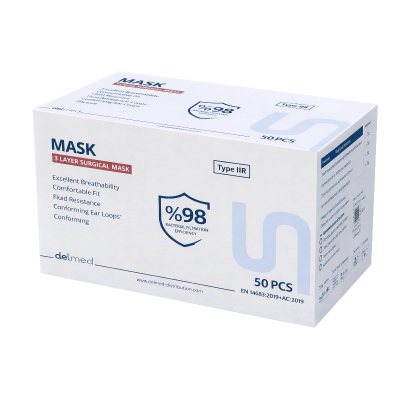Vienkartinė medicininė veido kaukė, 3 sluoksnių, juodos spalvos N50