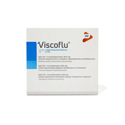 VISCOFLU, sterilus hipertoninis fiziologinis tirpalas inhaliavimui ir lašinimui, 10 vnt., 5 ml