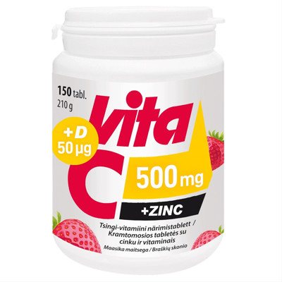 VITA C, 500 mg + Zinc + D3, 150 tablečių