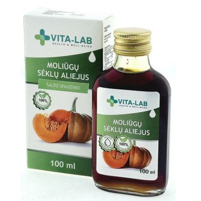 VITA LAB aliejus moliūgų sėklų 100% natūralus šalto spaudimo, 100 ml