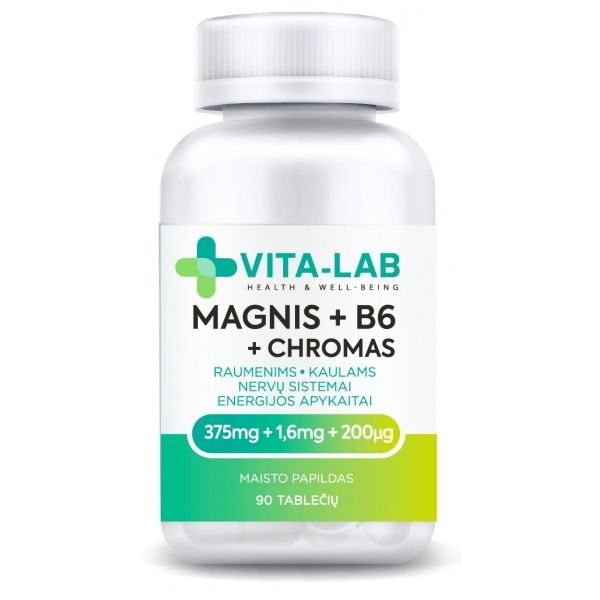 VITA-LAB maisto papildas MAGNIS + B6 + CHROMAS, 90 tab.