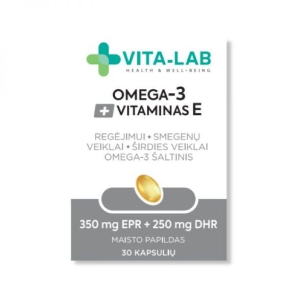 VITA-LAB maisto papildas OMEGA-3 + VITAMINAS E, 30 kaps.