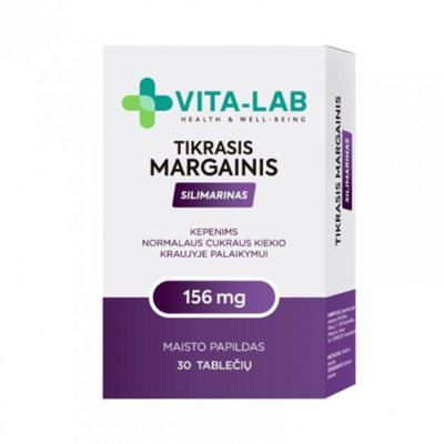 VITA-LAB Tikrasis margainis,156 mg., Silimarinas, 30 tablečių