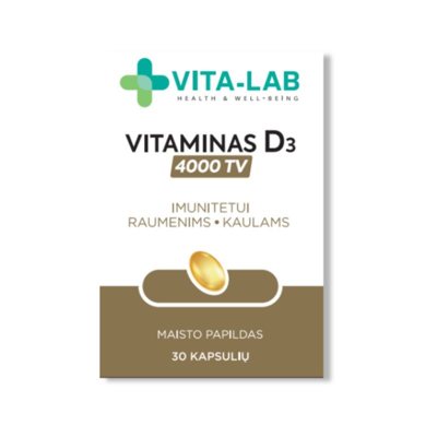 VITA-LAB, vitaminas D3 4000TV, 30 kapsulių