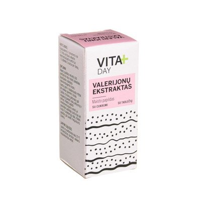 VITADAY VALERIJONŲ EKSTRAKTAS 20 mg, 50 plėvele dengtų tablečių