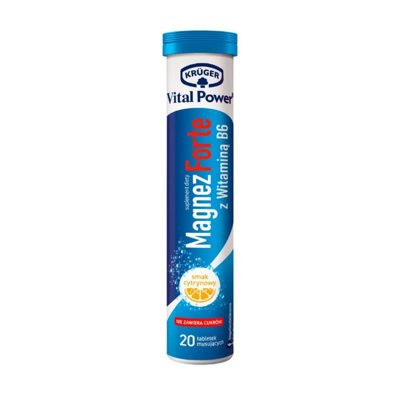 VITAL POWER MAGNIS FORTE SU VITAMINU B6, 20 šnypščiųjų tablečių