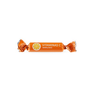 VITAMINAS C apelsinų skonio tabletės N10, 2.6 g