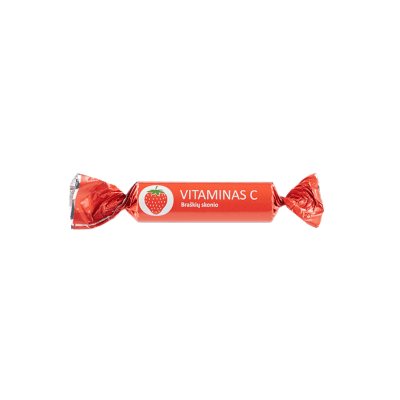 VITAMINAS C braškių skonio tabletės N10, 2.6 g