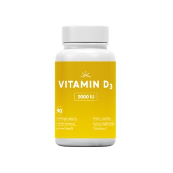 VITAMINAS D3 2000IU, nuo ., 90 minkštų kapsulių, 12 m