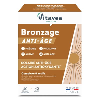 VITAVEA BRONZAGE ANTI-ÂGE, 40 augalinės kilmės kapsulių