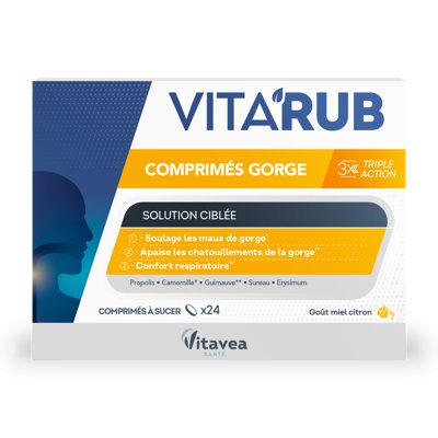 VITAVEA VITA’RUB čiulpiamosios tabletės gerklei, 24 vnt