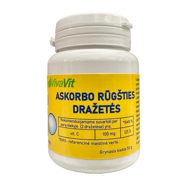 VIVAVIT maisto papildas ASKORBO RŪGŠTIS, 200 dražečių