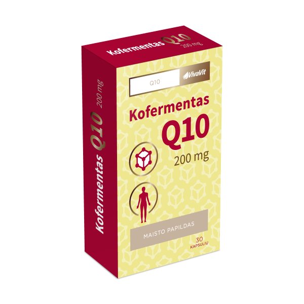 VIVAVIT maisto papildas KOFERMENTAS Q10 200 mg, 30 kaps.