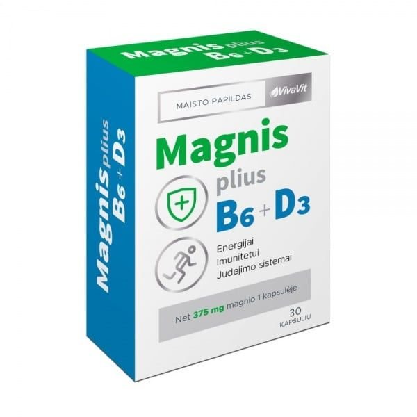 VIVAVIT maisto papildas MAGNIS + B6 + D3, 30 kaps.