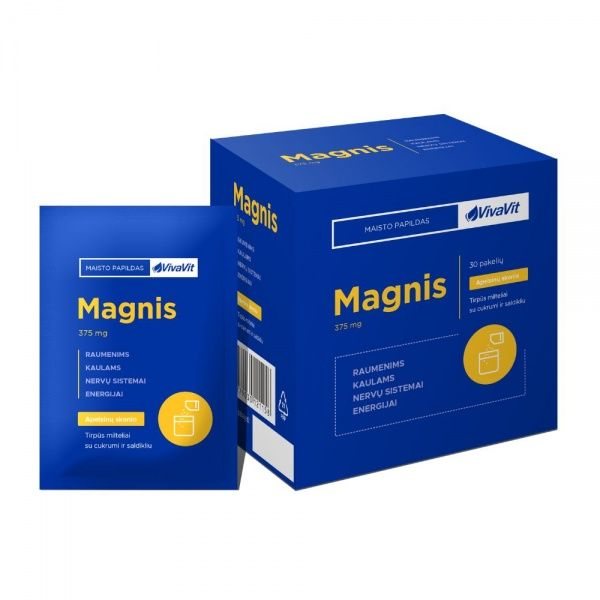 VIVAVIT maisto papildas milteliais MAGNIS 375 mg, apelsinų skonio, 30 pak.