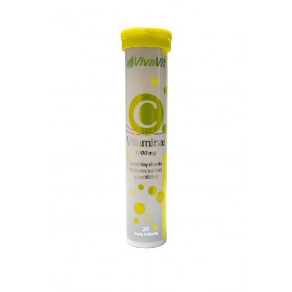 VIVAVIT maisto papildas VITAMINAS C 1000 mg, 20 tirpių tab.