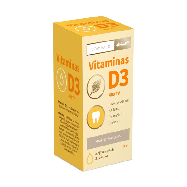 VIVAVIT maisto papildas VITAMINAS D3 400 TV, 10 ml