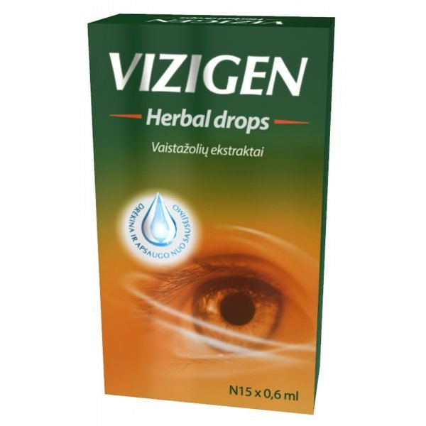 VIZIGEN akių lašai HERBAL DROPS, x 0,6 ml, 15 vnt