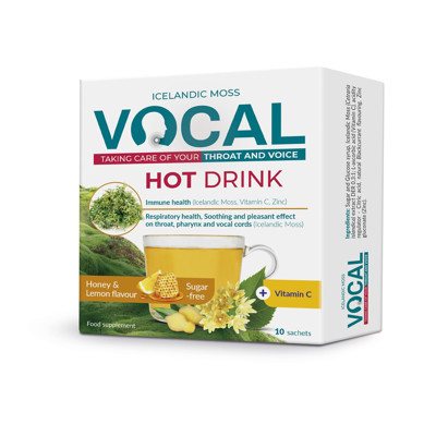 VOCAL, karštas gėrimas, medaus ir citrinų skonio, milteliai, 10 paketėlių