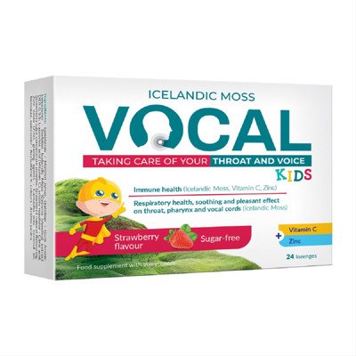 VOCAL KIDS, braškių skonio, 24 pastilės