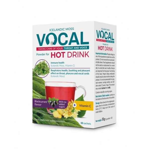 VOCAL maisto papildas milteliais HOT DRINK, juodųjų serbentų skonio, 10 pak.