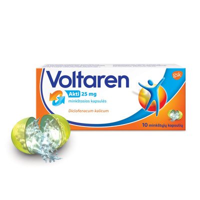 VOLTAREN AKTI, 25 mg, minkštosios kapsulės, N10