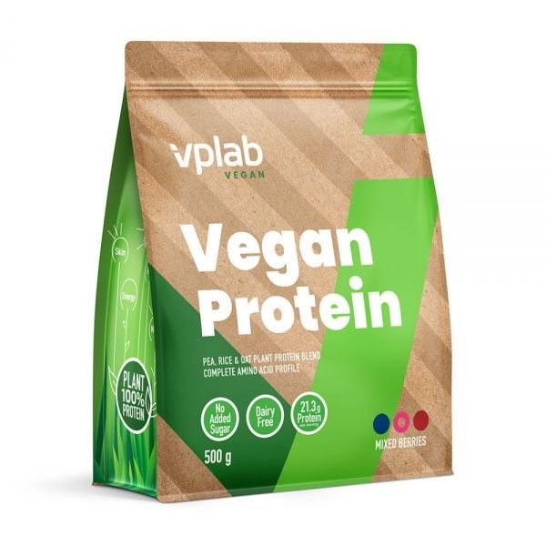 VPLAB baltymai VEGAN PROTEIN, įvairių uogų skonio, 500 g