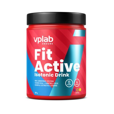 VPLAB, izotoninis gėrimas, FitActive Tropical, tropinių vaisių skonio, 500 g