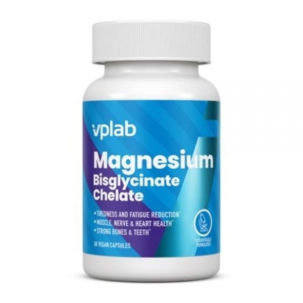 VPLAB maisto papildas MAGNESIUM BISGLYCINATE CHELATE, 60 kaps.