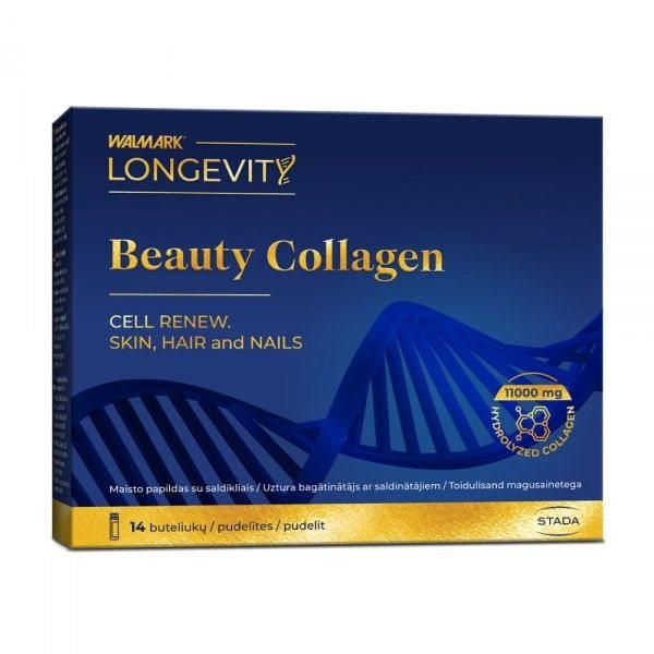 WALMARK maisto papildas LONGEVIT BEAUTY COLLAGEN SHOTS, juodųjų serbentų skonio, x 25 ml, 14 vnt