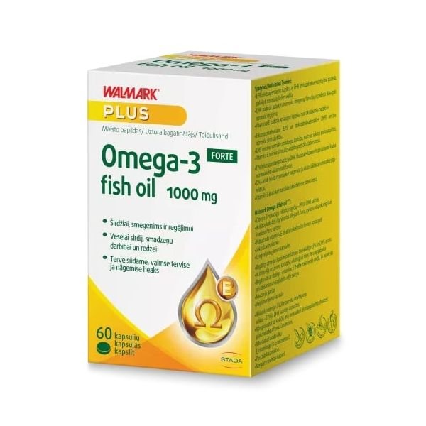 WALMARK maisto papildas OMEGA-3 FORTE 1000 mg, 60 kaps.
