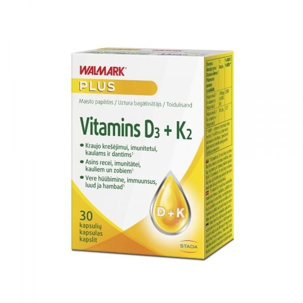 WALMARK maisto papildas VITAMINS D3 + K2, 30 kaps.