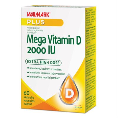 WALMARK MEGA VITAMIN D, 2000 IU, 60 kapsulių
