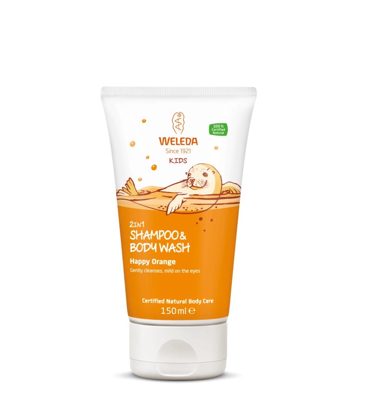 WELEDA Kids Happy Orange 2in1 dušo gelis ir šampūnas, 150 ml