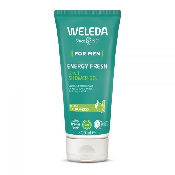WELEDA kūno, plaukų ir veido prausiklis vyrams FOR MEN ENERGY FRESH 3IN1, 200 ml
