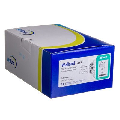 WELLAND FLAIR ACTIVE, išmatų rinktuvų maišeliai, atviri, lygūs, 2 dalių su filtru, matiniai, didelis žiedas, 30 vnt., 45 mm