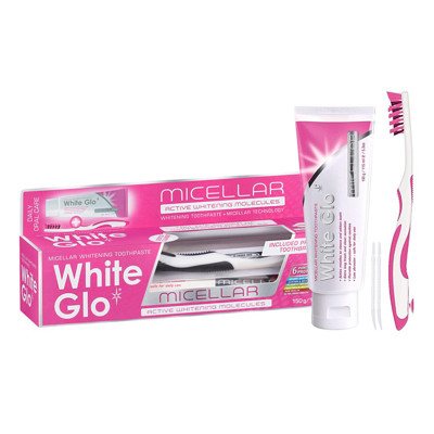 WHITE GLO MICELLAR WHITENING balinamoji micelinė dantų pasta, + dantų šepetėlis, 150 g