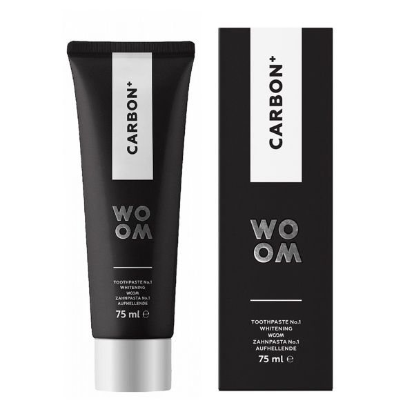 WOOM balinanti dantų pasta su anglimi CARBON+, 75 ml