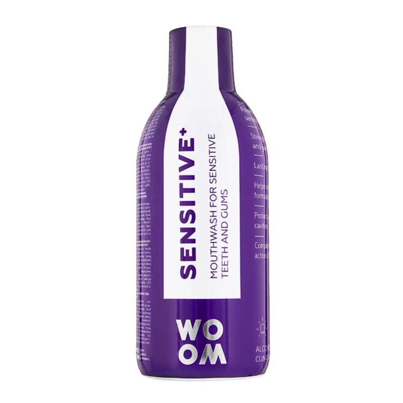 WOOM burnos skalavimo skystis jautriems dantims ir dantenoms SENSITIVE +, Vnt, 500 ml