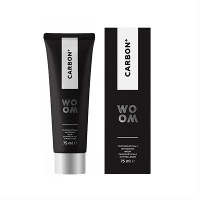 WOOM CARBON+, balinamoji dantų pasta su aktyvuota anglimi, 75 ml