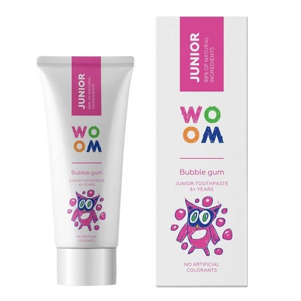 WOOM dantų pasta vaikams JUNIOR BUBBLE GUM, 50 ml