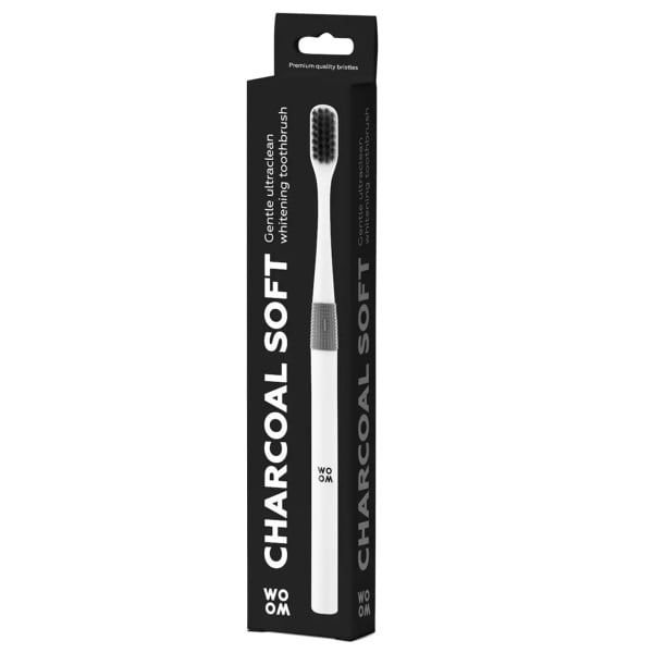 WOOM dantų šepetėlis CHARCOAL SOFT, juodas, 1 vnt