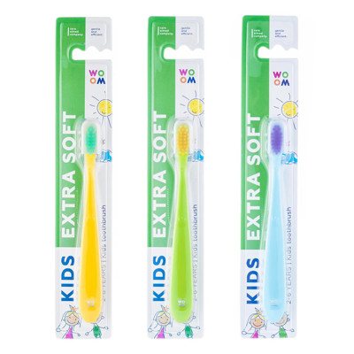 WOOM KIDS EXTRA SOFT, minkštas dantų šepetėlis vaikams, 1 vnt