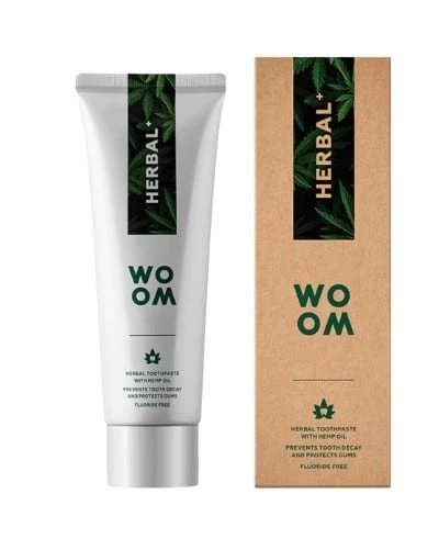 WOOM natūrali augalinė dantų pasta su kanapių aliejumi HERBAL+, Vnt, 75 ml