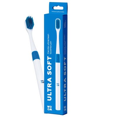 WOOM ULTRA SOFT TOOTHBRUSH BLUE, labai minkštas dantų šepetėlis, mėlynas, 1 vnt