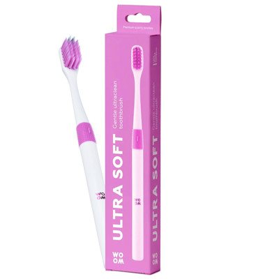 WOOM ULTRA SOFT TOOTHBRUSH PINK, labai minkštas dantų šepetėlis, rožinis, 1 vnt