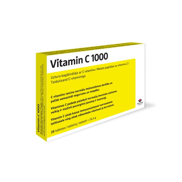 WORWAG maisto papildas VITAMINAS C 1000 mg, 20 tab.