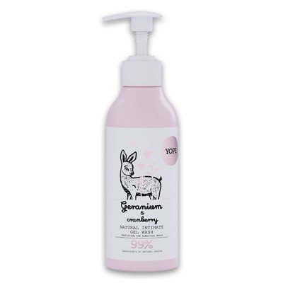 YOPE Natūralus intymios higienos prausiklis, pelargonija ir spanguolės, ., 300 ml