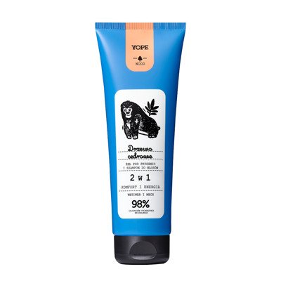 YOPE Wood 2in1 – Dušo gelis + Šampūnas, ., 250 ml