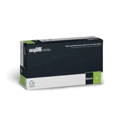 ZARYS easyCARE vienkartinės nitrilinės pirštinės, juodos, be pudros, L dydis, N100